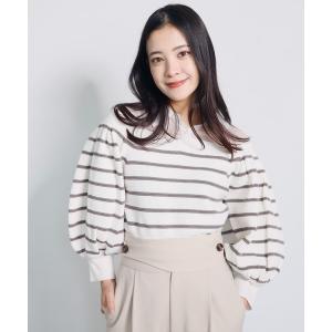 ニット セーター シャツレイヤードボリュームスリーブニット レディース