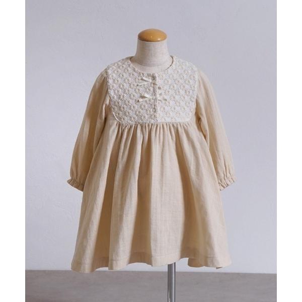 ワンピース Hoppetta flower刺繍ヨークワンピース 80cm/90cm/100cm キッ...