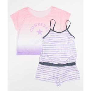 水着 「CONVERSE」 コンバース ガールズ水着 ロンパース Tシャツ付き2P キッズ 子供 女の子