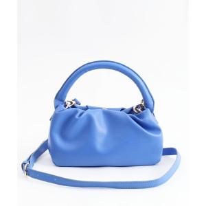 クーコ フェイクレザー口元プリーツ2WAYワンハンドルミニバッグ オレンジ バッグ ハンドバッグ