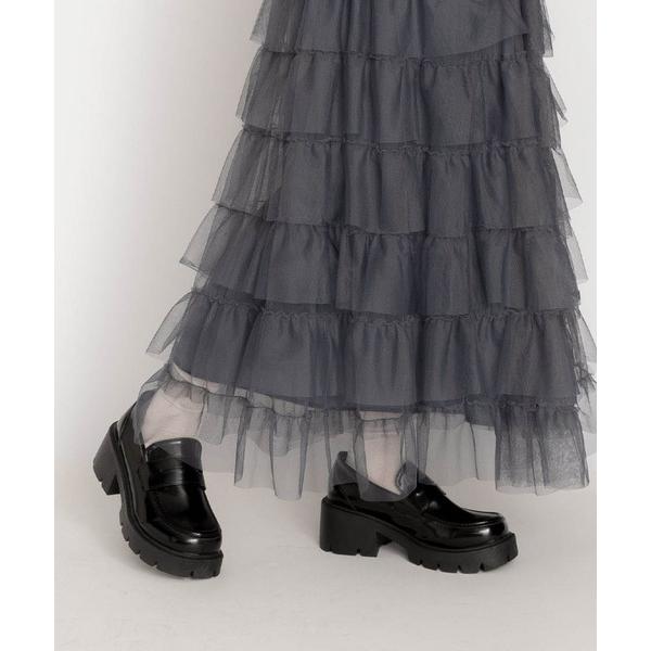 ローファー チャンキーソール Uチップ コインローファー レディース