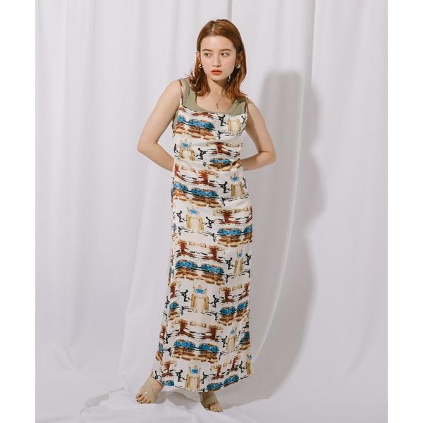 ワンピース ペイントキャミロングワンピース