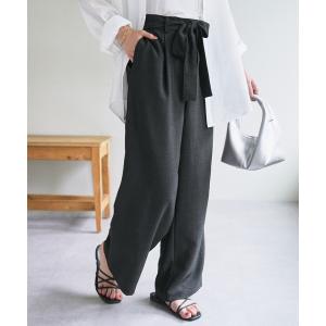 パンツ テックリネンベルト付リラックスパンツ