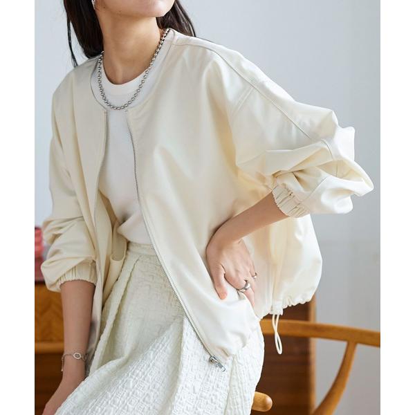 ブルゾン アウター ボリュームスリーブノーカラーブルゾン レディース