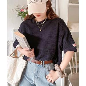 tシャツ 「JaVa ジャバコラボ」こなれ上級見え。ふくれジャガードドルマンプルオーバー レディース