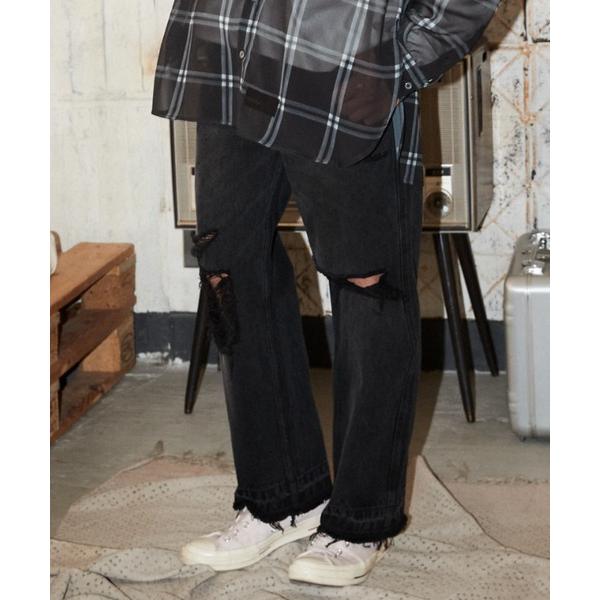 ワイドパンツ ジーンズ ADAMPATEK / blast looose grunge denim/...