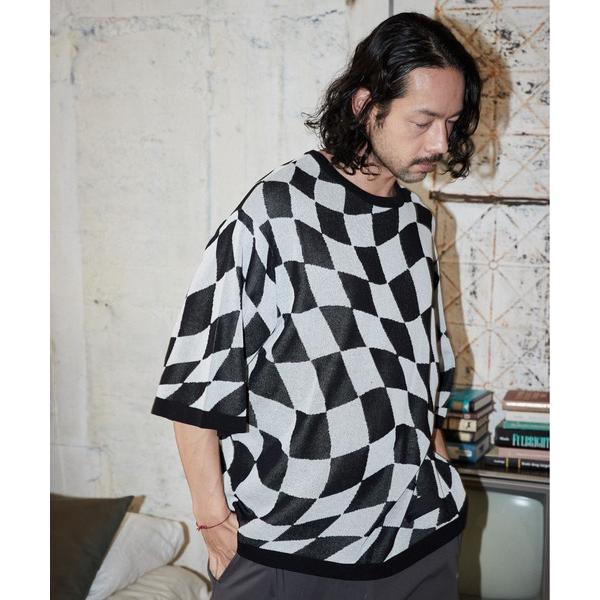 サマーニット セーター ニット ADAMPATEK / skewed check pattern s...