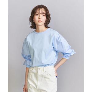 tシャツ Tシャツ コットンブロード ギャザースリーブカットソー