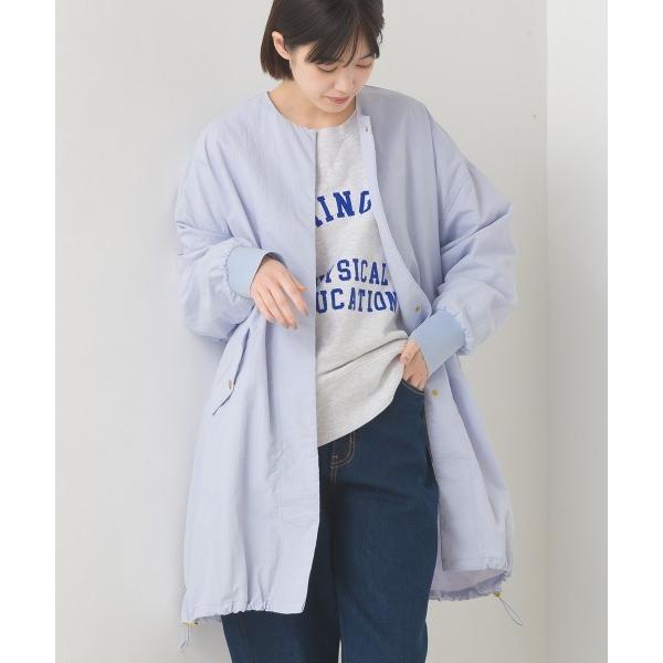 ブルゾン アウター 撥水加工ナイロンノーカラー裾ドローコードブルゾン レディース