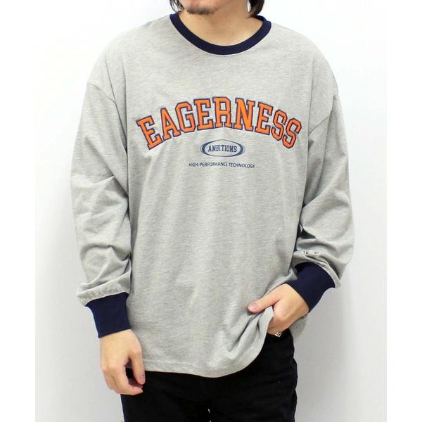 tシャツ 袖リブプリント　ちょいBIGロンT メンズ