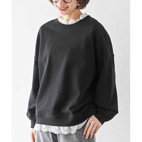 トレーナー スウェット 裏毛レース付きプルオーバー レディース
