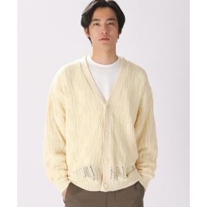 カーディガン TEXCOTT AIR透かし編みニットカーディガン メンズ