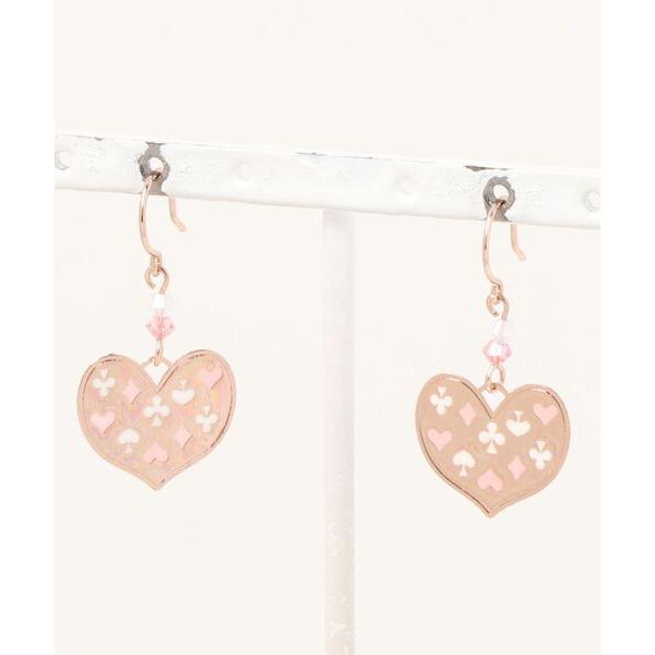 ピアス ハート、トランプ型、ソロバンビーズひっかけピアス ピンクゴールド「ACCACC」 レディース