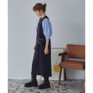 ワンピース シャツドッキングIラインニットワンピース