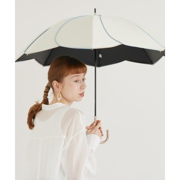 傘 because 「遮光率100％」「晴雨兼用」PUバイカラーパイピングはなびら日傘 レディース