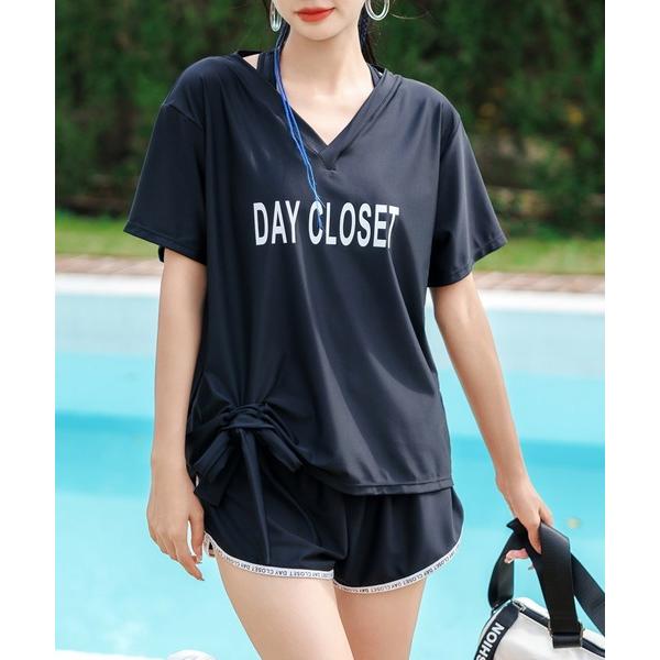 水着 レディース水着体型カバー 半袖ラッシュガード+スポーティービキニ 3点セット レディース