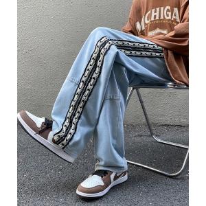 B.R.U ジーンズ レオパード アニマル柄ストレートデニムパンツ メンズ