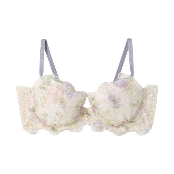 ブラジャー 「デイアップブラ-重力からバストを守る-」花柄エンブロイダリーレース　ブラジャー　F-G...