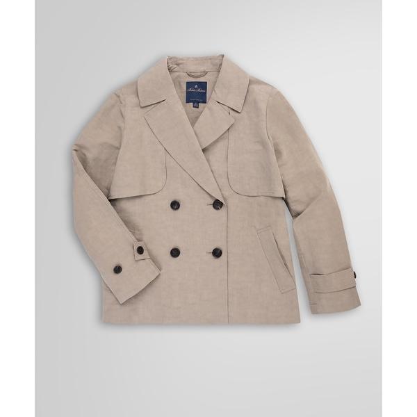 トレンチコート コート リネン/コットン スプリットスリーブ ショートトレンチコート レディース