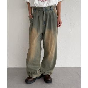 パンツ デニム ジーンズ タックワイドデニムパンツ