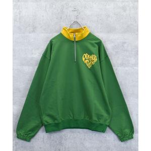 トレーナー スウェット ミニ裏毛 ハーフZIPスウェット(ハート刺繍) メンズ レディース