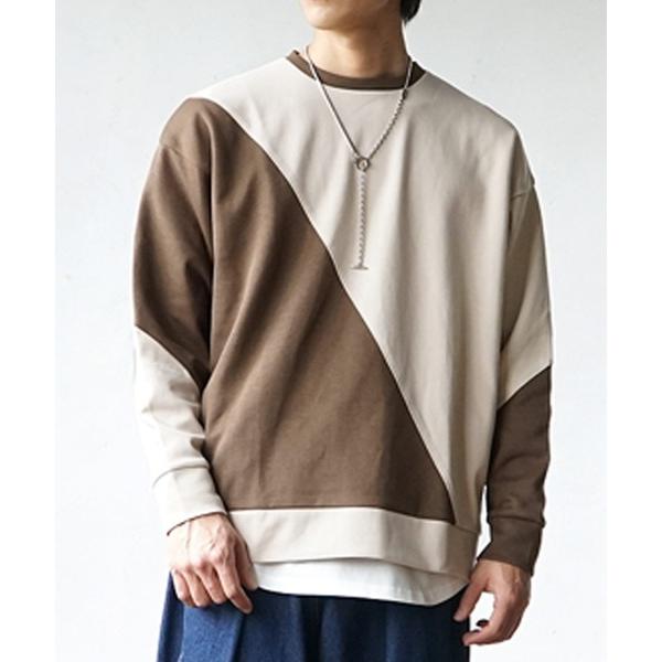 トレーナー スウェット 「MinoriTY」バイカラーバイアススウェットトレーナー スウェット メン...