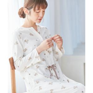 マタニティ クマ×アイス柄 ネグリジェ・パジャマ（マタニティ/授乳服）授乳楽々