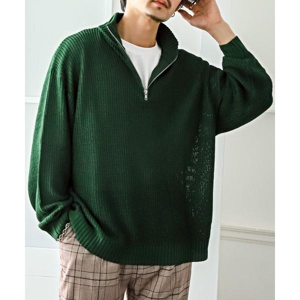 セーター ニット 畦編みハーフZIPニット メンズ レディース