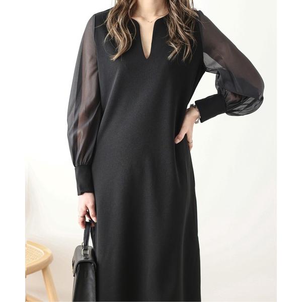 ワンピース シフォンスリーブワンピース