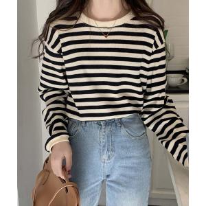 tシャツ ボーダー長袖トップス レディース