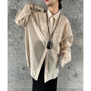 ブラウス シャツ シアーオーバーサイズシャツ レディース