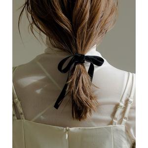 ジェニファーオーレット ベロア ヘアゴム ベルベットリボン ブラック