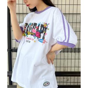 レディース tシャツ Tシャツ Paragraph(パラグラフ)/Smile Happy Ringer T-shirt/ハッピー ライン ロゴ オーバ｜zozo