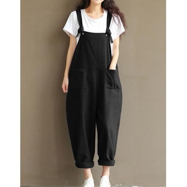 サロペット オーバーオール 綿麻オーバーオール レディース メンズ
