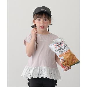 tシャツ 「型崩れしないやわらかコットン」裾フリルコットンレーストップス キッズ 子供服 女の子