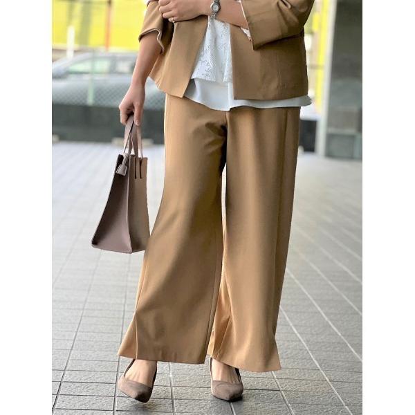 パンツ 「L〜5L 大きいサイズ」麻調 サイドシーム ワイド パンツ レディース
