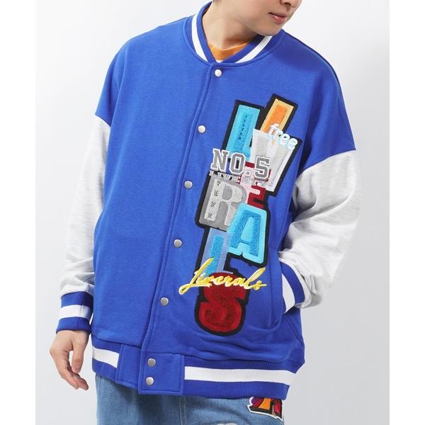 スタジャン サガラ刺繍 バーシティージャケット / オーバーサイズ スタジャン メンズ ビッグシルエ...