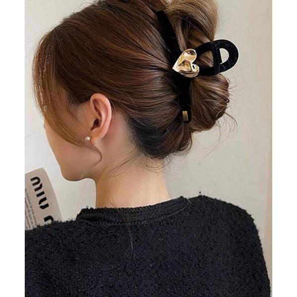 ヘアクリップ 「float」ベロア ゴールド ハート バンスクリップ