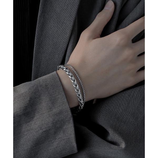 ブレスレット 2連チェーンブレスレット メンズ