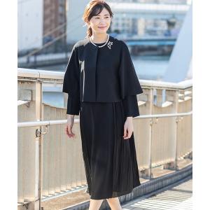 喪服 セレモニースーツ セットアップ ラグランジャケット×サイドプリーツワンピース レディース