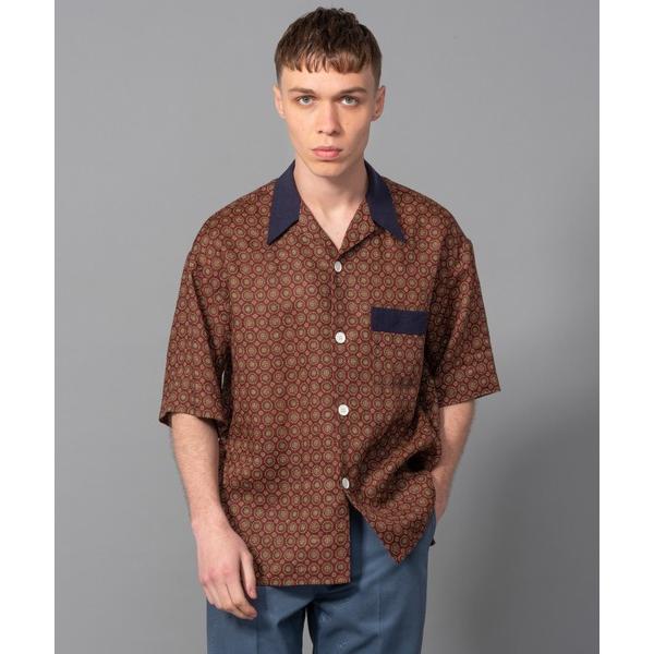 シャツ ファインパターン リネン / クラシック 半袖オープンカラーシャツ メンズ