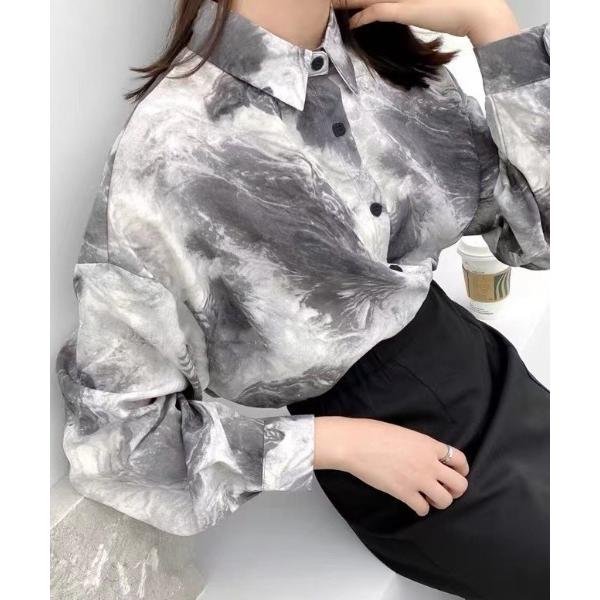 ブラウス シャツ ニュアンス柄シャツ レディース