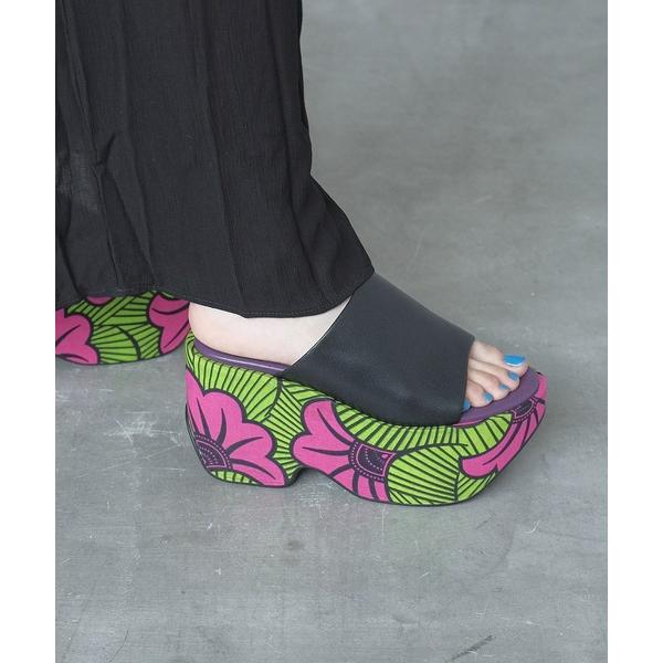 サンダル ウエッジソールミュールサンダル レディース