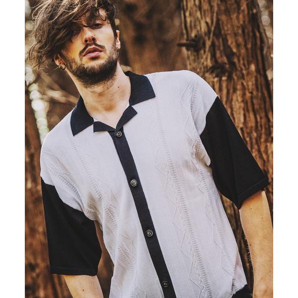 シャツ 「NO ID.」Changing Knit Open Collar Shirt / チェンジ...