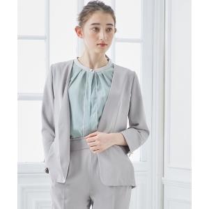 ジャケット ノーカラージャケット ハイストレッチカルゼワッシャーカラーレスジャケット