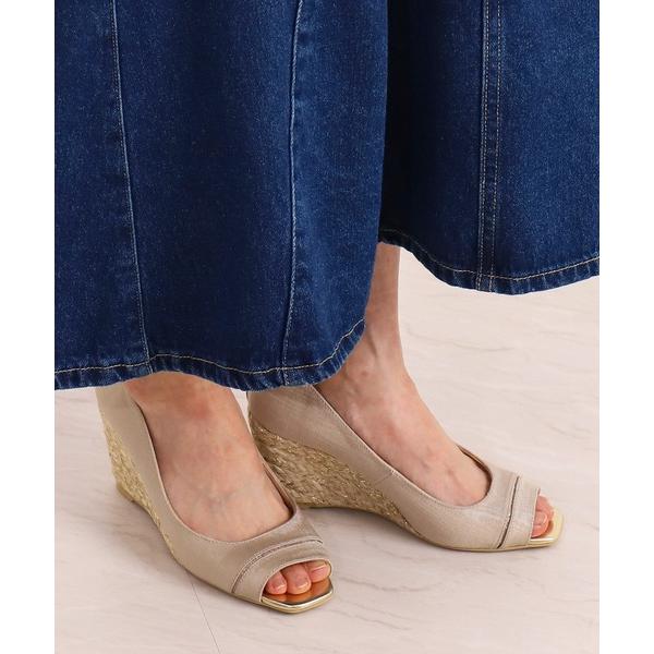 パンプス ジュートウェッジオープントゥパンプス