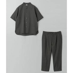 セットアップ ポリエステル オックスフォード バンドカラーシャツ＆イージーパンツ
