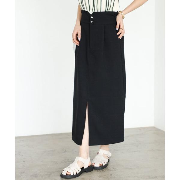 スカート リネンタッチハイウエストタイトスカート
