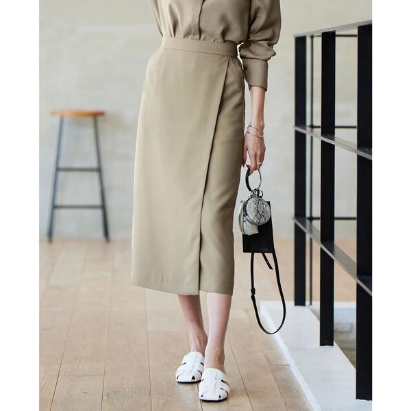 スカート 「接触冷感・UVケア・速乾・洗える」FluidBackSatin ナロースカート