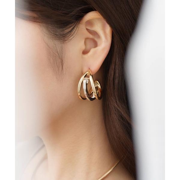 ピアス バイカラートリプルラインピアス レディース